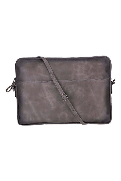 BloominBag Bloomsleeve Leeds 14” Ash Gray Genuine Leather Laptop & Tablet Sleeve