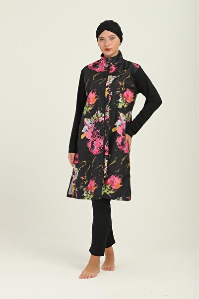 VAJESTO Women's Full-Length Zipper Hijab Swimsuit Adjustable Waist Elastic Fi...