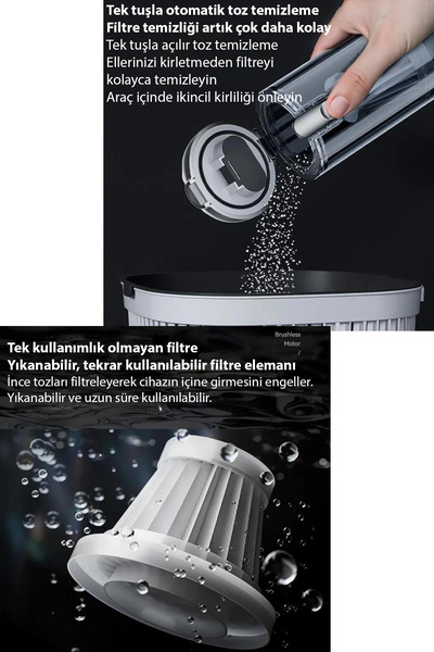 Dybox 20000pa Güçlü Portatif Vakumlu Kablosuz Üflemeli Mini Araç Süpürgesi