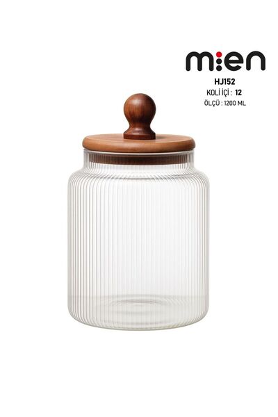 MİEN Akasya Ball Cam Kavanoz-1200ml , Cam Akasya Kapaklı Kavanoz,Çok Amaçlı Kavanoz