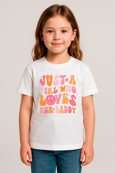 SVART WEAR تي شيرت مطبوع عليه Just A Girl للأطفال والكبار تي شيرت للأم والابنة توأم تي شيرت 100% قطن