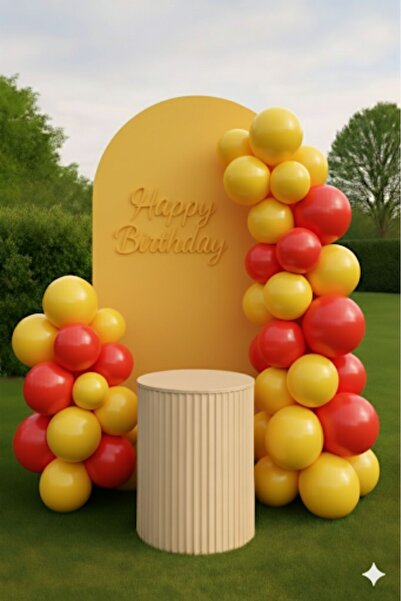 Zayna's 10 Adet Pastel Tonu Sarı-Kırmızı Renk 10 LU 12inç Sarı Kırmızı Balon-...