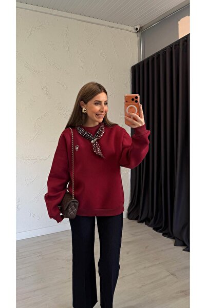 elif teke Polka Dot Scarf Sweatshirt Burgundy