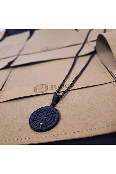 OEM Colier bărbați din oțel inoxidabil cu pandantiv rotund tip busola