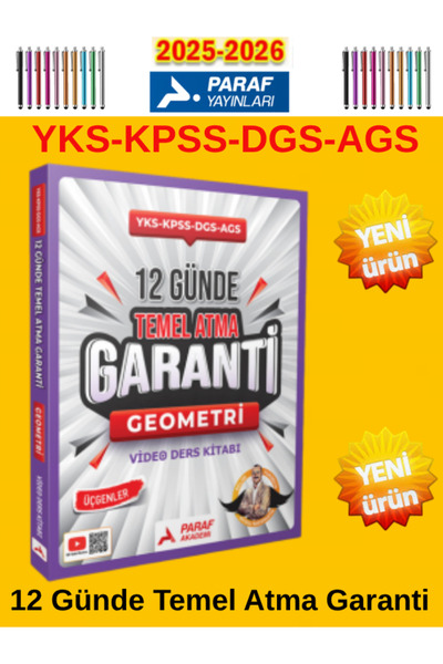 Ens Yayıncılık Paraf 2025-2026 12 Günde Temel Atma Garanti Geometri Video Ders Kitabı Paraf Akademi Yayınları