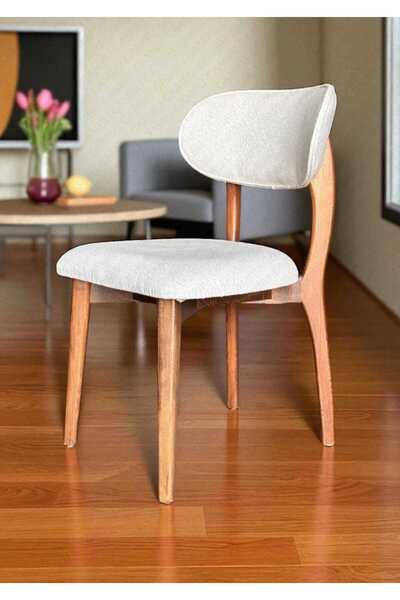 Gambu imalathane Paris Ahşap Sandalye Babyface Kumaş Krem Rengi Döşeme
