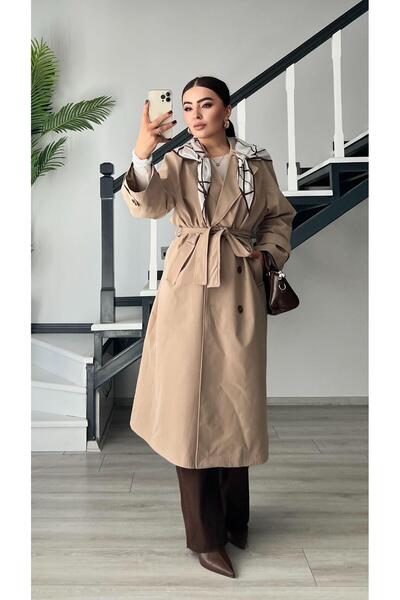 Oslove Taş Çıkarılabilir Şal Aksesuarlı Premium Trençkot