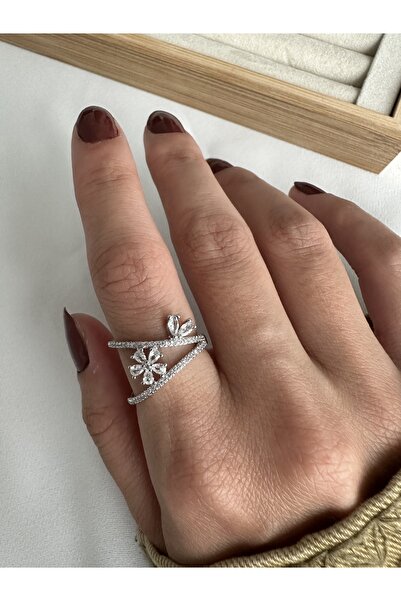 ringbox Silver Color Stone Boat Clover Ring