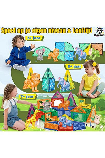 VALA ® FOREST ANIMALS MAGNETIC BLOCKS, 64 Pcs, Numerous Creative Construction Possibilities