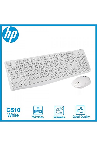 HP مجموعة لوحة المفاتيح والماوس اللاسلكية USB CS10 - أبيض