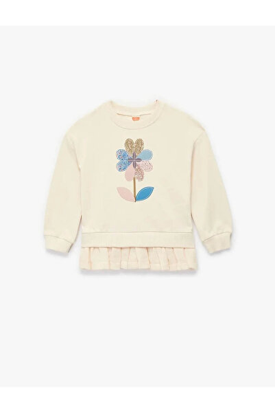 Koton Cotton Floral Patterned Beige Baby Girl Sweatshirt 6Wmg10081Ak