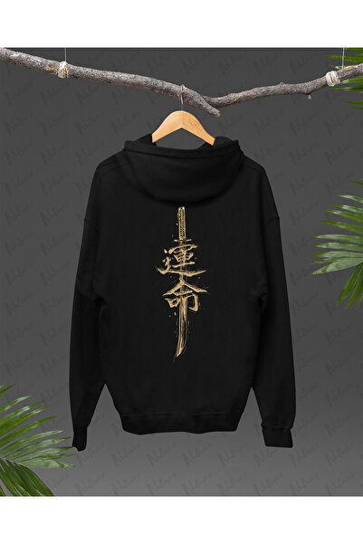 Nulivez هوديي كبير الحجم للجنسين مطبوع عليه سيف ياباني، عالي الجودة