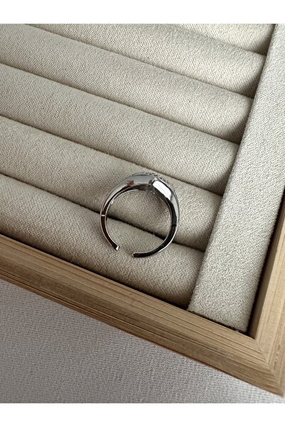 ringbox Silver Color Stone Heart Pinky Ring