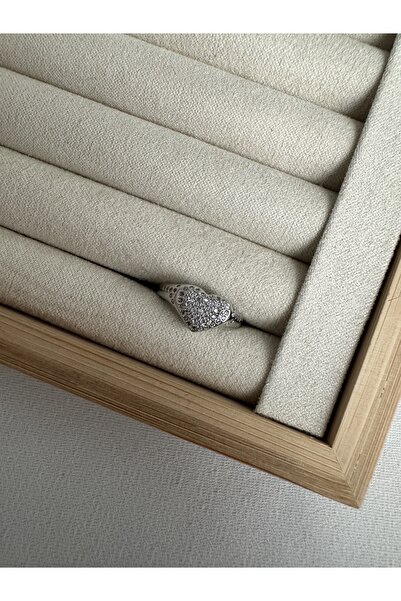 ringbox Silver Color Stone Heart Pinky Ring