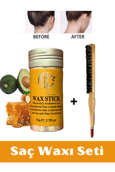 NUNUKO İkili Saç Şekillendirici Wax Seti (Hair Stick Wax 75 Gr + Topuz Tarağı)