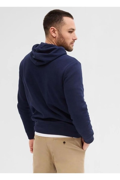 GAP V-Heritage Logo Po 850834 Чоловічий світшот з капюшоном СИНІЙ
