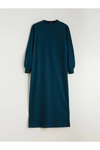 LC Waikiki LCW Modest Petrol Bisiklet Yaka Sweatshirt Elbise