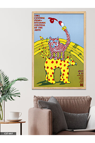 CeSht Ilustracija životinjske figure na žutoj pozadini, jednodijelna slika u ...