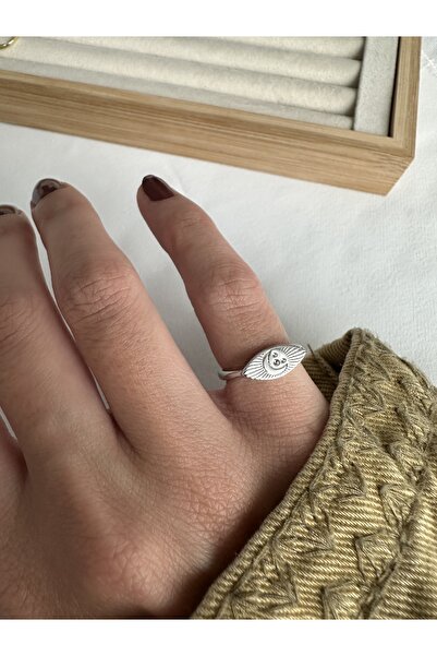 ringbox Silver Color Moon Star Pinky Ring