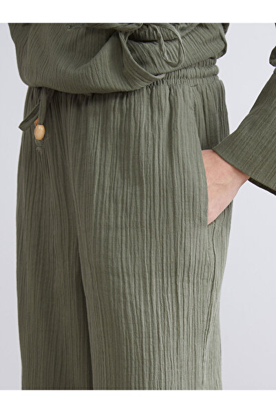 LC Waikiki Elastic Waist Textured Muslin Women's Trousers