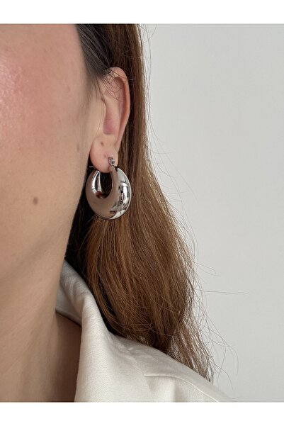 Petra Jeweils Damla Model Minimalist Silver Hoop Earrings