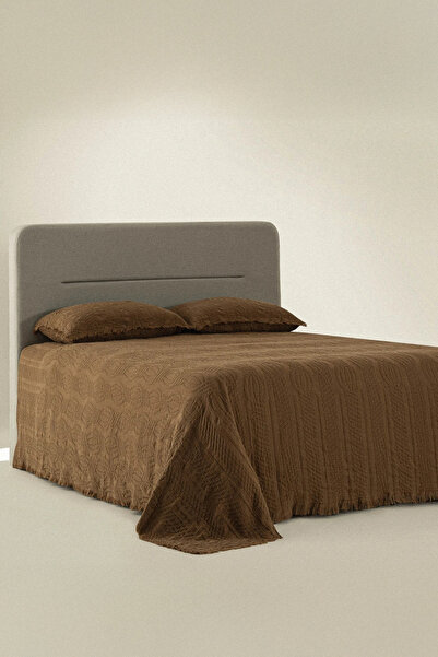 Ecocotton Hifa Kahverengi Çift Kişilik %100 Organik Pamuk Pike - Yatak Örtüsü Takımı