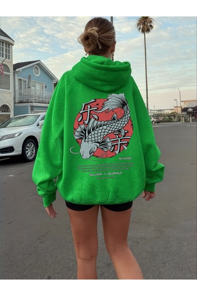 ArtYus Pește Koi unisex colorat special cu imprimeu bumbac supradimensionat c...