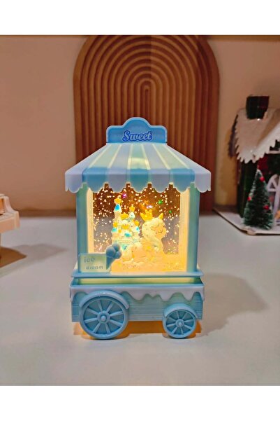 Wolawood Unicorn Mini Kar Küre Led Işıklı Müzikli Dondurma Arabası Simli Su Küresi Pilli Dekoratif Hediyelik