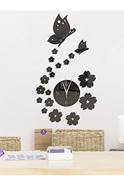 Emaazz LLC Butterflies & Flowers 3D Acrylic Wall Clock – Modern Bedroom & Living Room Home Décor Gift