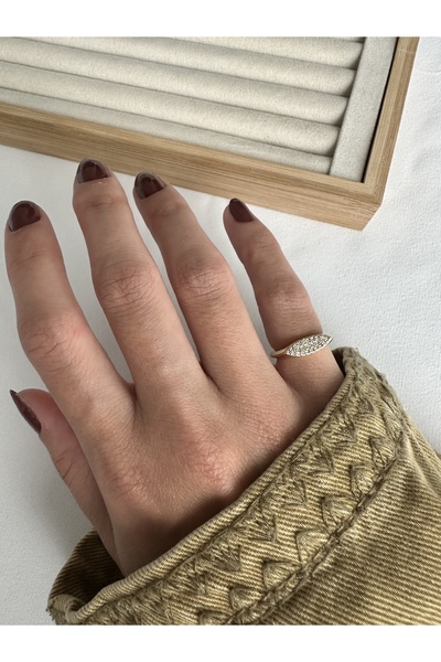 ringbox Gold Stone Shuttle Model Pinky Ring