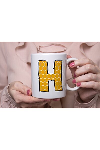 Beramussa كوب بنمط خلية النحل على شكل حرف H - كوب قهوة وشاي هندسي باللون الأص...