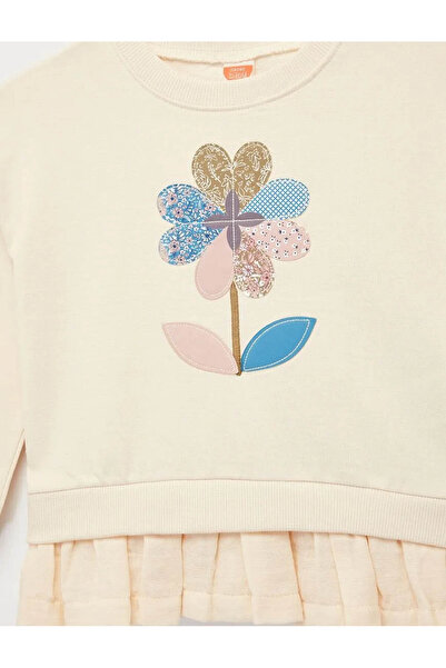 Koton Cotton Floral Patterned Beige Baby Girl Sweatshirt 6Wmg10081Ak