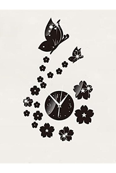 Emaazz LLC Butterflies & Flowers 3D Acrylic Wall Clock – Modern Bedroom & Liv...