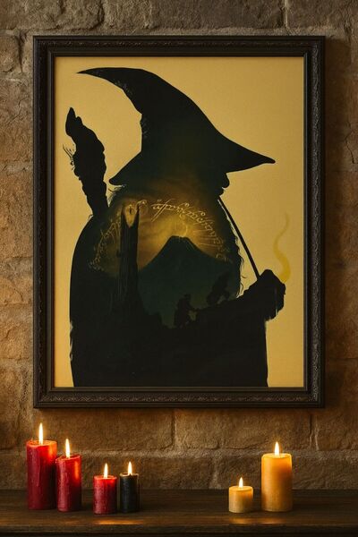 BuzzDesigns Lord of the Rings – Gandalf Silüeti Dekoratif Tablo (Çerçeveli)
