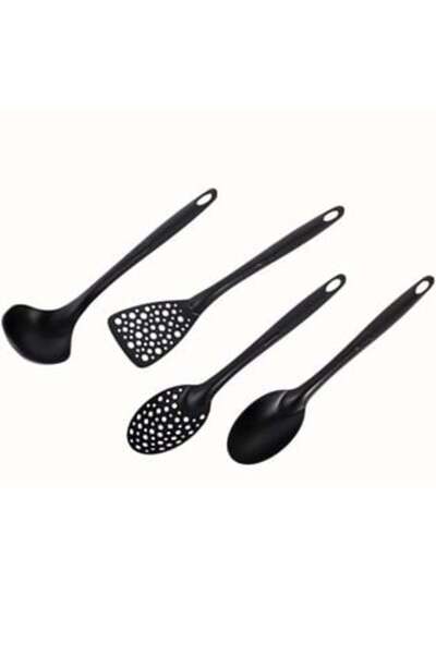 Tessari Set of Black Plastic Serving Utensils - 4 pcs
