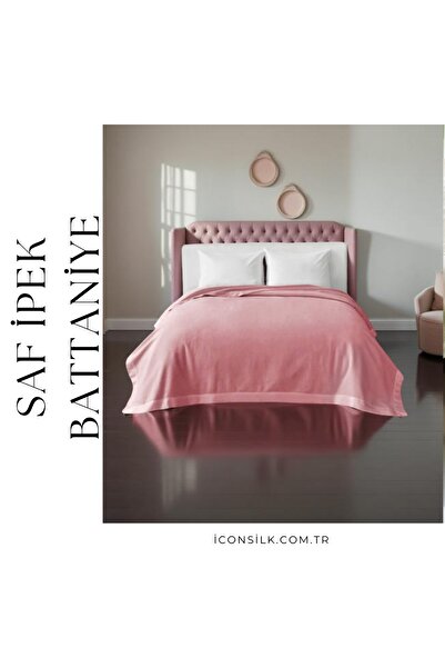 ICON SILK Saf İpek Tek Kişilik Battaniye (PEMBE RENGİ)