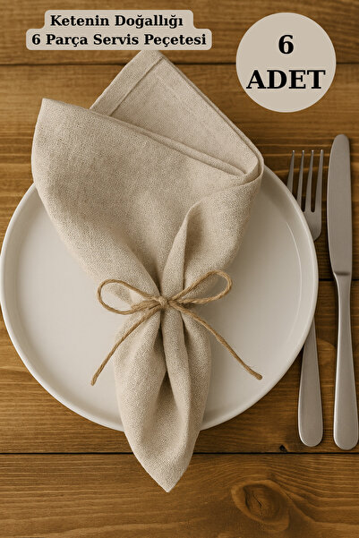 Morlay ЛІНЕН | 6 штук органічних випраних лляних серветок 40 x 40 см Набір для сервірування столу