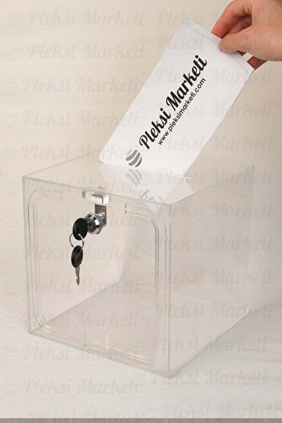 Pleksi Marketi Pleksimarketi - Plexiglass Donation and Alms Box 30X30X30Cm