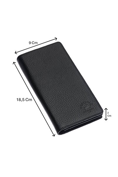 Westpolo Hakiki Deri Bol Kart Bölmeli Unisex Uzun Cüzdan - Siyah