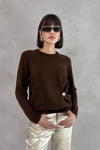 Rabi Shine Women's Button-Up Sweater with Button Detail