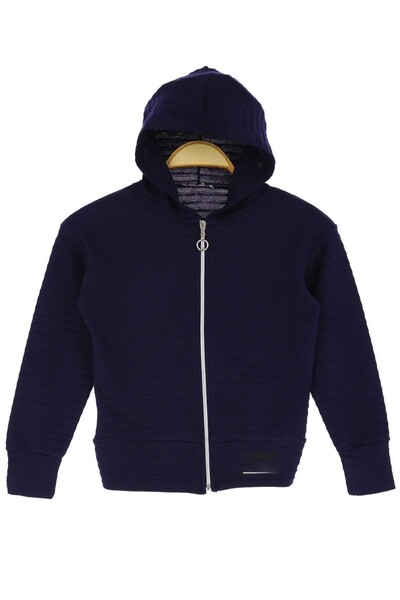 ARYDY Girl's Hooded Cardigan with Arma Detail, Navy Blue, Ages 5-12