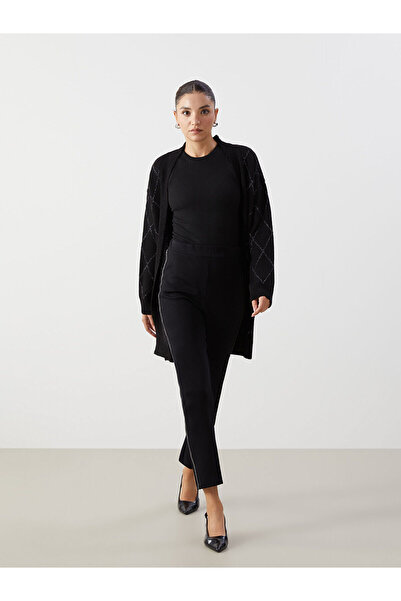 LC Waikiki Shawl Collar Diamond Patterned Women's Knitwear Cardigan