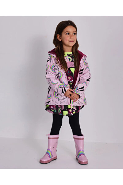 Tuc Tuc Girl's Unicorn Patterned Waterproof Pink Raincoat