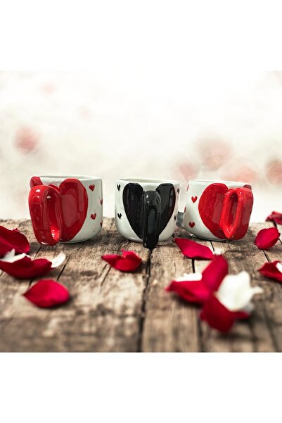 ADEN LİNA ART WORKSHOP كوب سيراميك مصنوع يدويًا من 3 قطع بنمط قلب على الكوب و...