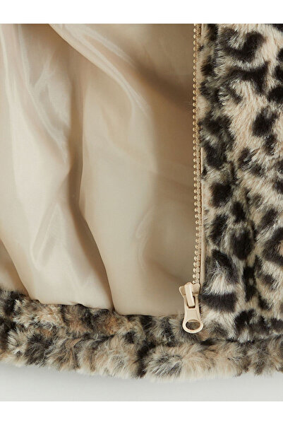 LC Waikiki Leopar Desenli Kız Çocuk Pelüş Mont