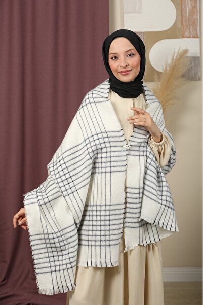 mim eşarp Double-Sided Striped Winter Shoulder Shawl