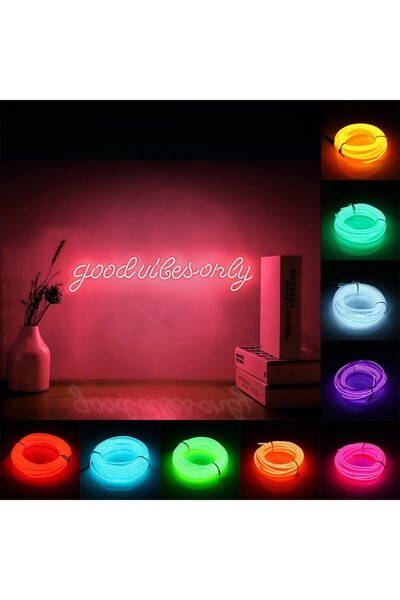 PROCART Sârmă electroluminiscentă El Wire neon, 2,8 mm, inserție metalică, pe...