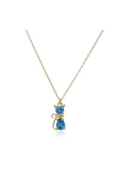 Soleildor Papyonlu Kedi Gümüş Kolye