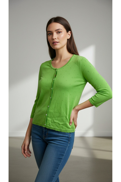 Digz fashion سترة تريكو بأزرار خضراء اللون