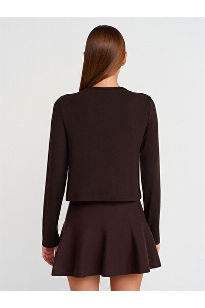 Dilvin Crew Neck Buttoned Detailed Cardigan